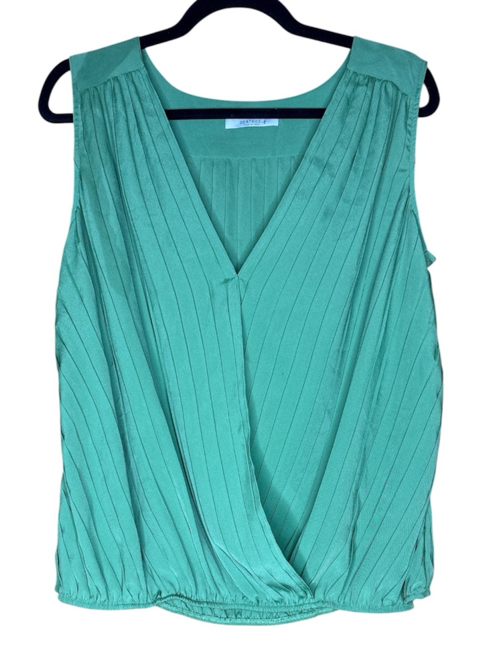 Beatrice .b Made In Italy Green Pleated Surplice Sleeveless Top Sz 8